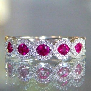 Gorgeous Oval Cut Ruby White Sapphire 925 Silver Ring